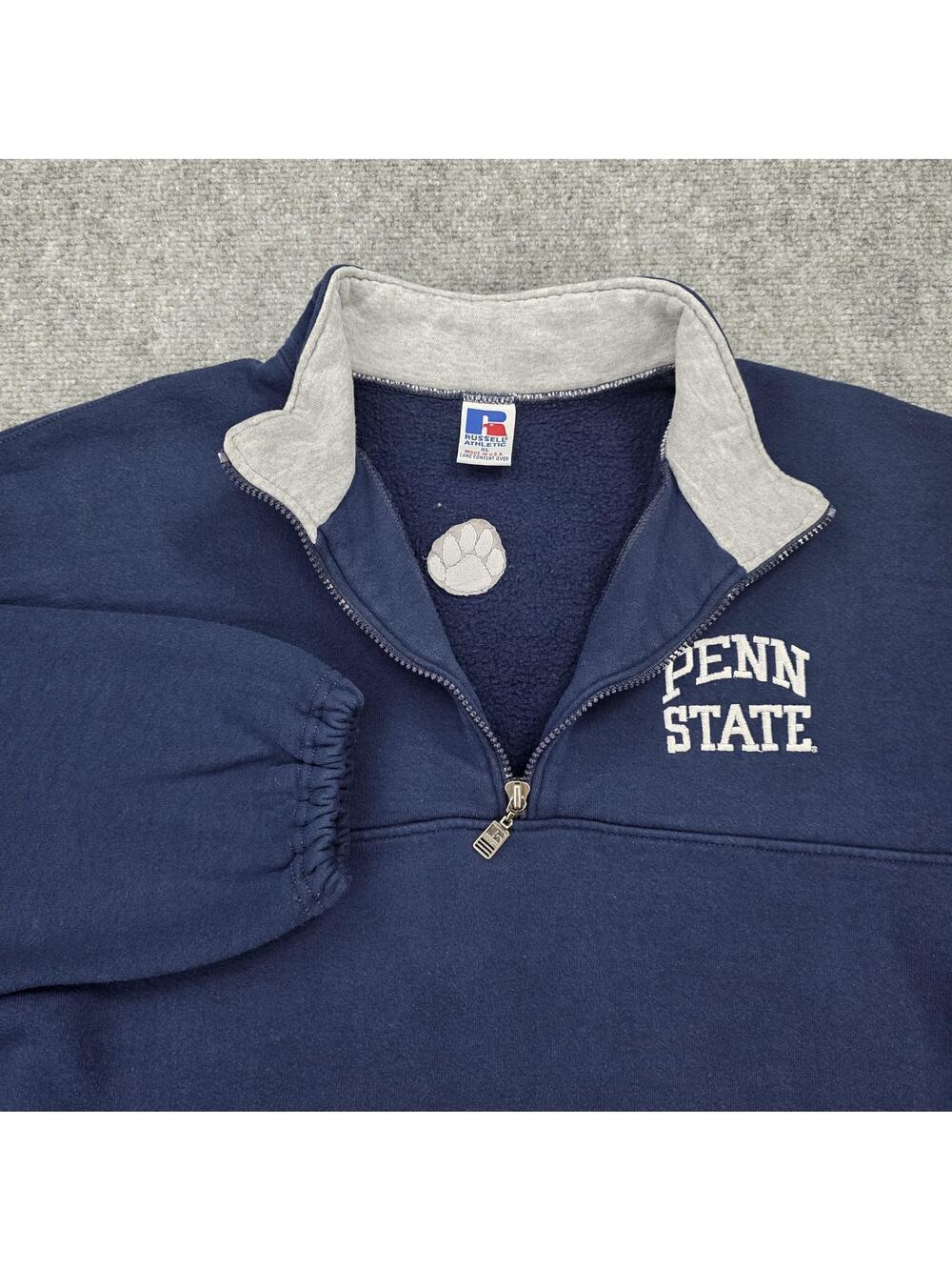 Vintage Penn State Sweatshirt Mens XL Blue 1/4 Zip Russell Athletic Pullover USA